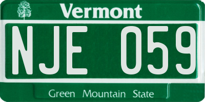 VT license plate NJE059