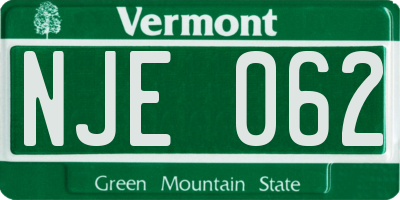 VT license plate NJE062