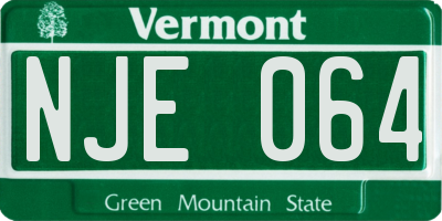 VT license plate NJE064