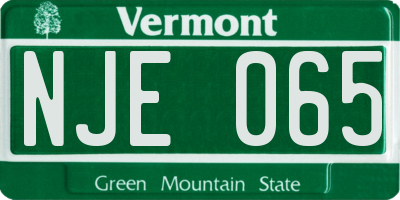 VT license plate NJE065