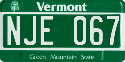 VT license plate NJE067