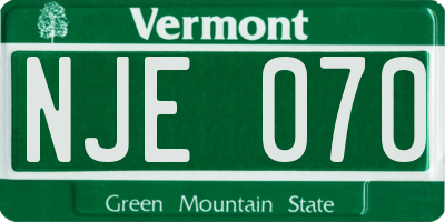 VT license plate NJE070