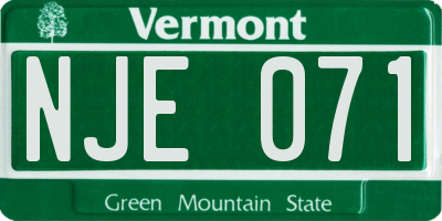 VT license plate NJE071