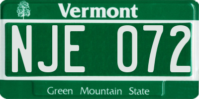 VT license plate NJE072