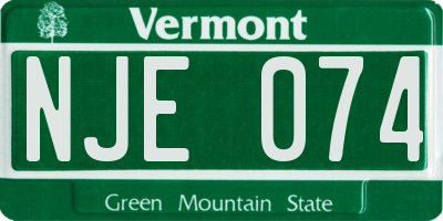 VT license plate NJE074