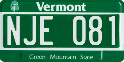 VT license plate NJE081