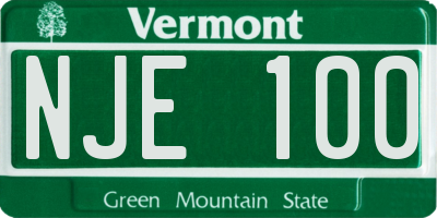 VT license plate NJE100
