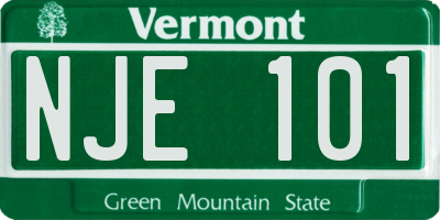 VT license plate NJE101