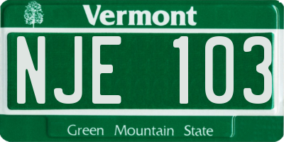 VT license plate NJE103