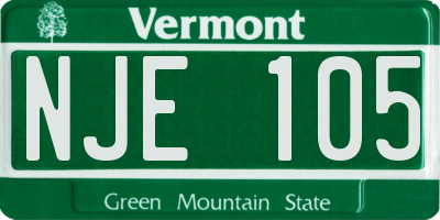 VT license plate NJE105