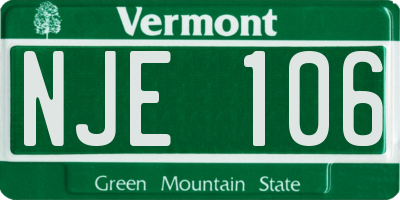 VT license plate NJE106