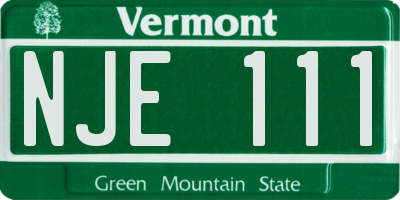 VT license plate NJE111