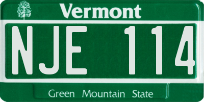 VT license plate NJE114