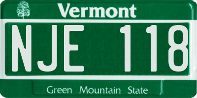 VT license plate NJE118