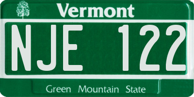 VT license plate NJE122