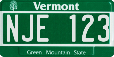 VT license plate NJE123