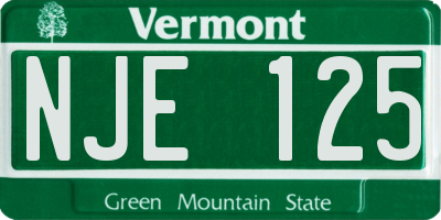 VT license plate NJE125