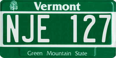 VT license plate NJE127