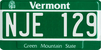 VT license plate NJE129