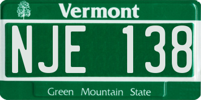 VT license plate NJE138