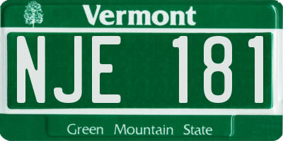 VT license plate NJE181