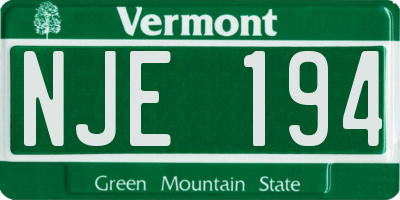 VT license plate NJE194