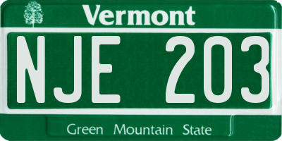 VT license plate NJE203