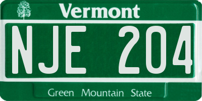 VT license plate NJE204
