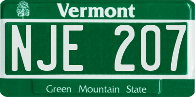 VT license plate NJE207