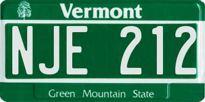 VT license plate NJE212
