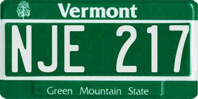 VT license plate NJE217