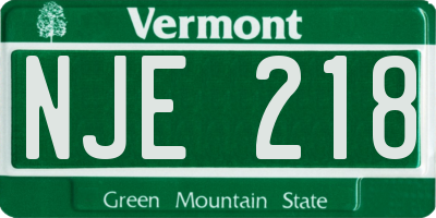 VT license plate NJE218