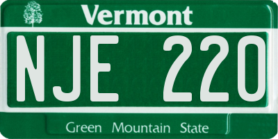VT license plate NJE220