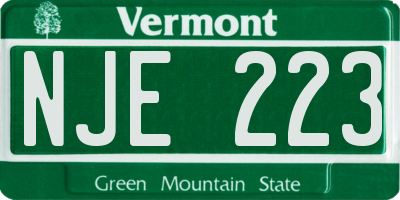 VT license plate NJE223