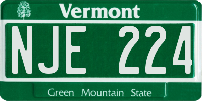 VT license plate NJE224