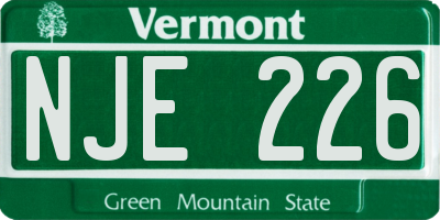 VT license plate NJE226