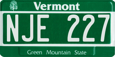 VT license plate NJE227