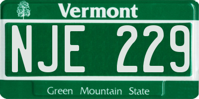 VT license plate NJE229