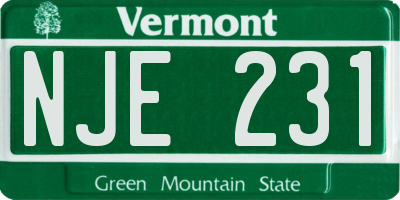 VT license plate NJE231