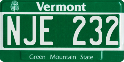VT license plate NJE232