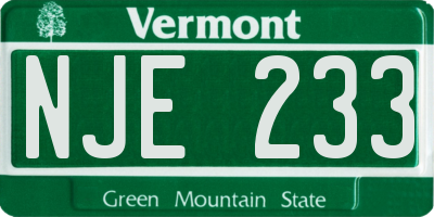VT license plate NJE233