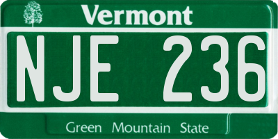 VT license plate NJE236