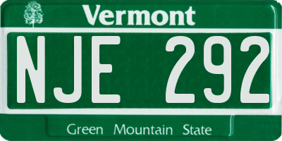 VT license plate NJE292