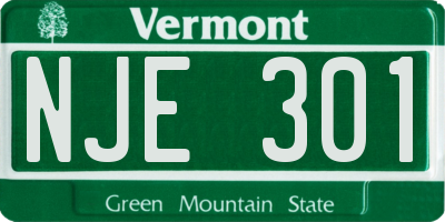 VT license plate NJE301