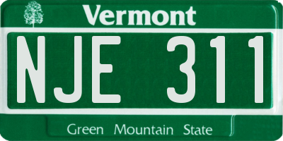 VT license plate NJE311