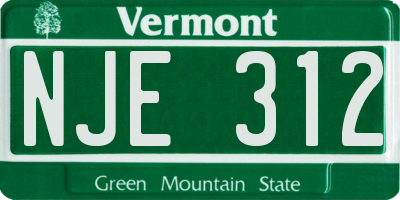 VT license plate NJE312