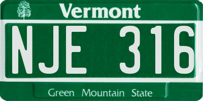 VT license plate NJE316