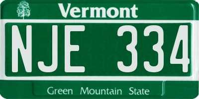 VT license plate NJE334