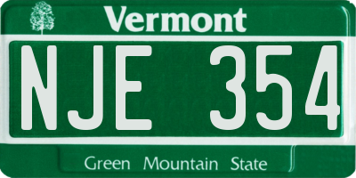 VT license plate NJE354
