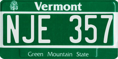 VT license plate NJE357